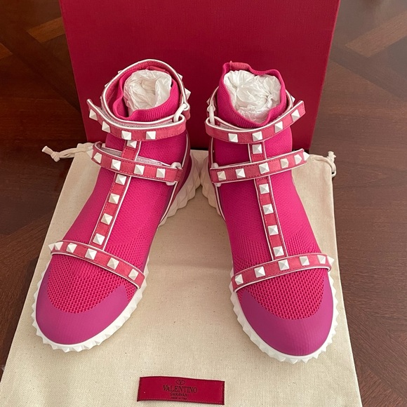 Valentino Garavani Rockstud High-top Sneakers In Pink - Picture 3 of 10